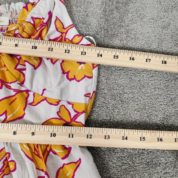 Monteau LA Women's Dress Size S Y2K Orange Floral Bohemian Boho Tiered Summer - Picture 8 of 10